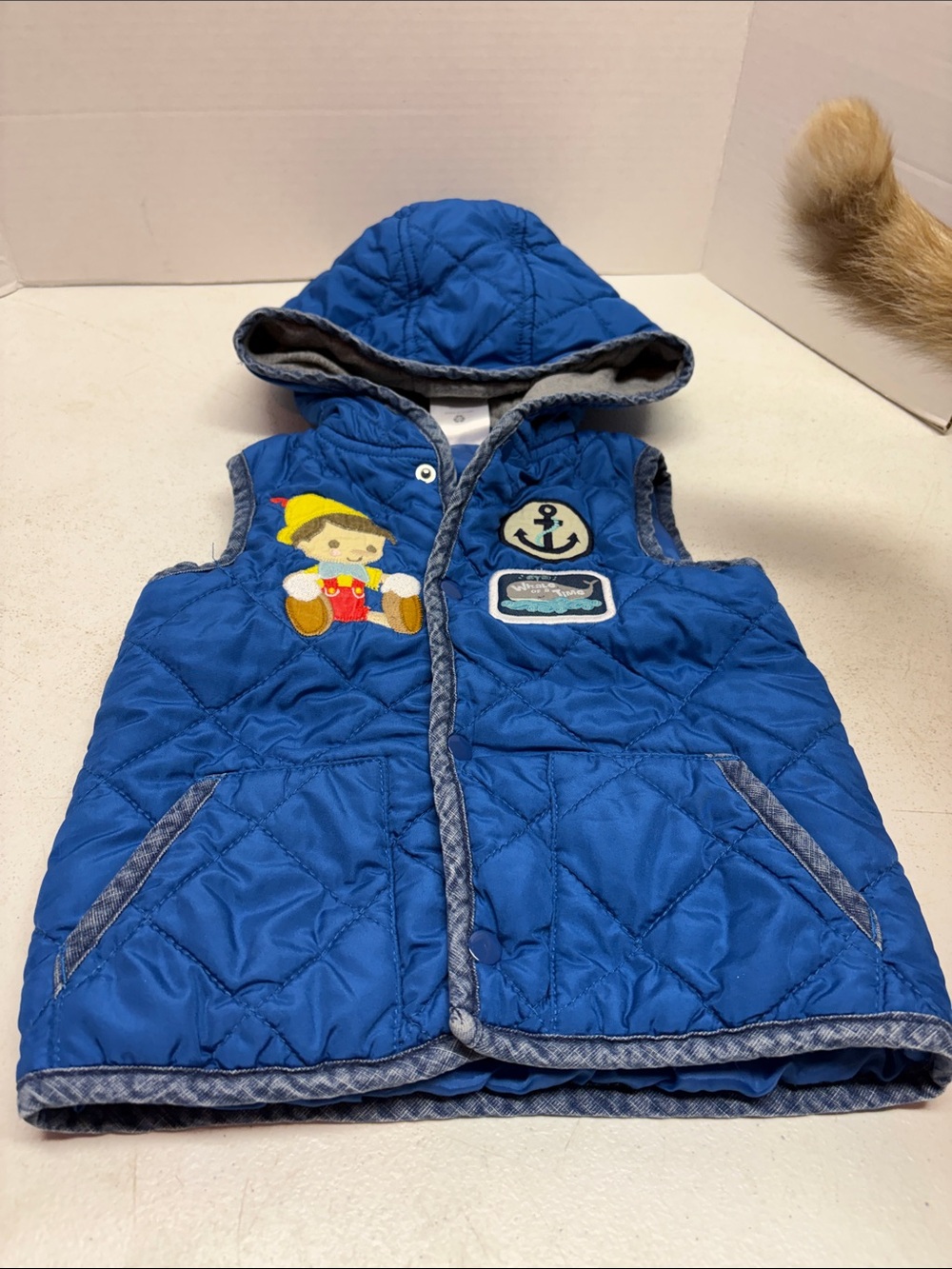 Disney Baby Bright Blue Quilted Hooded Vest